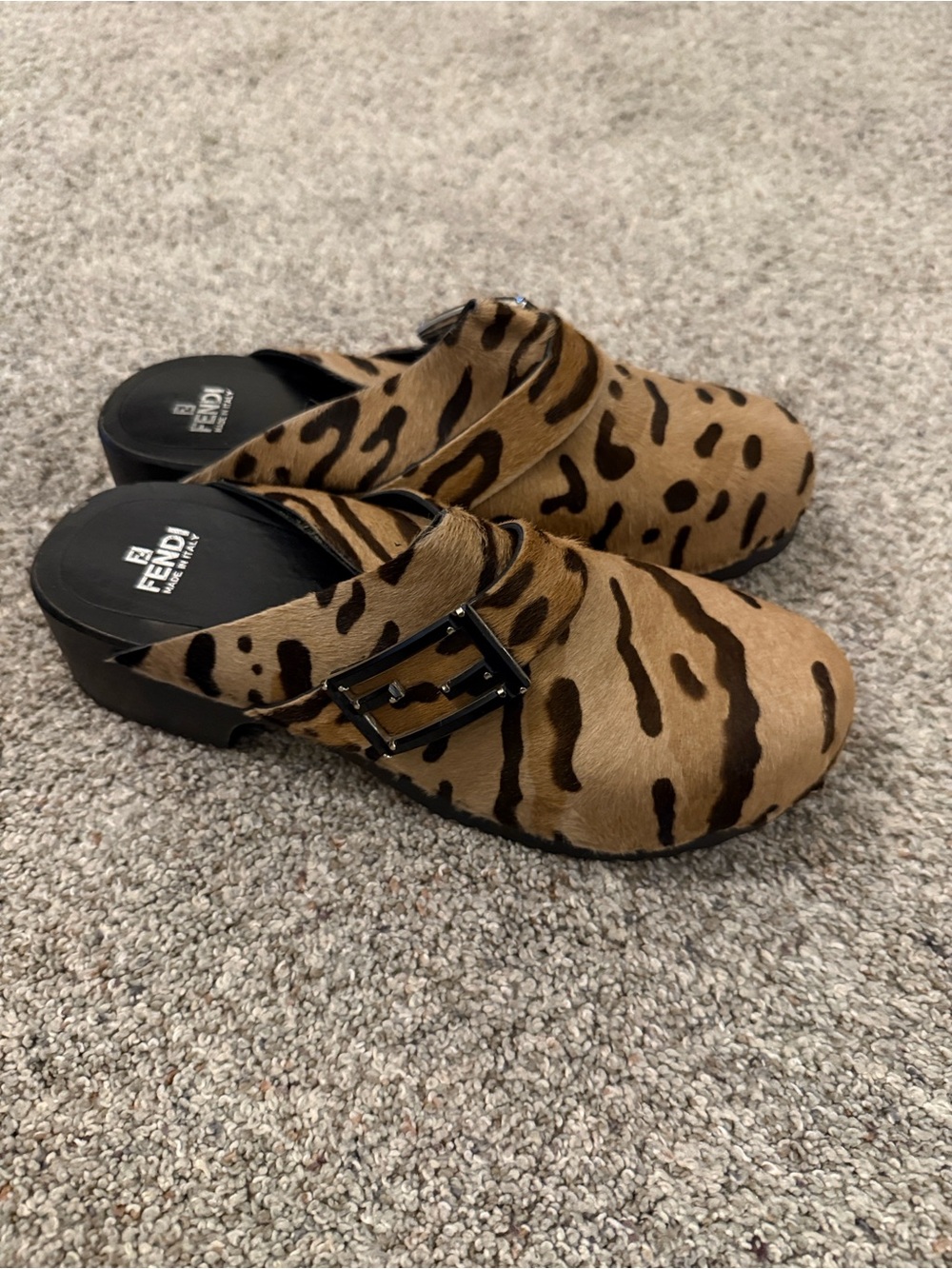 Fendi Women’s Calf Hair Slip On Clogs/Mules size 10